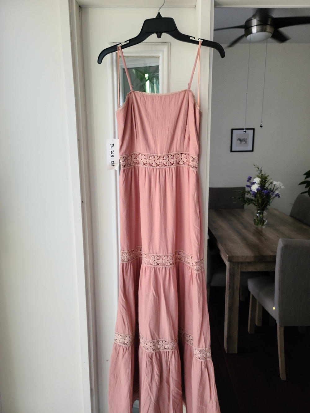 FAVLUX Dusty Pink Lace-Trim Maxi Sundress